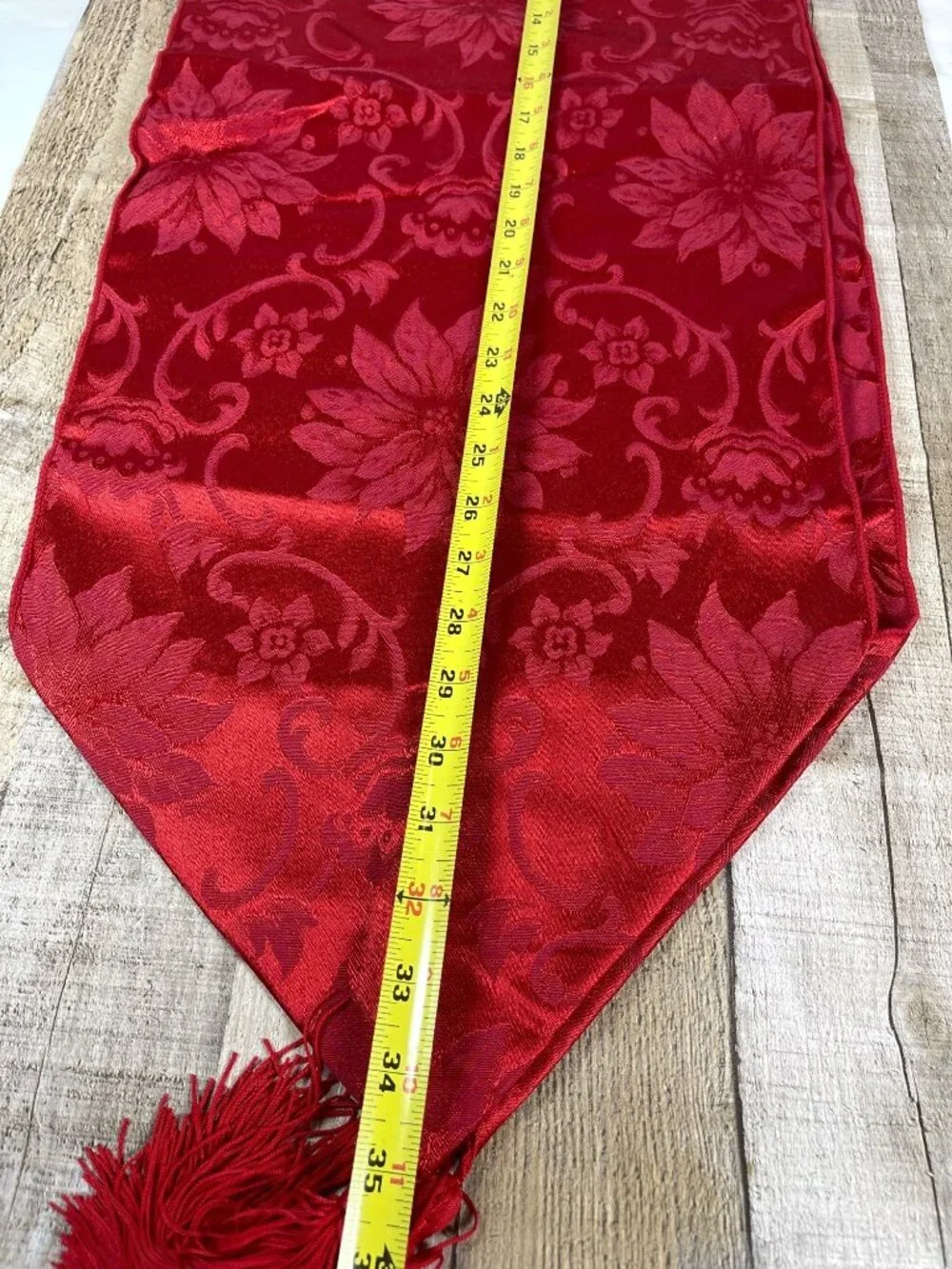 Red Damask Poinsettia Floral Jacquard 72
